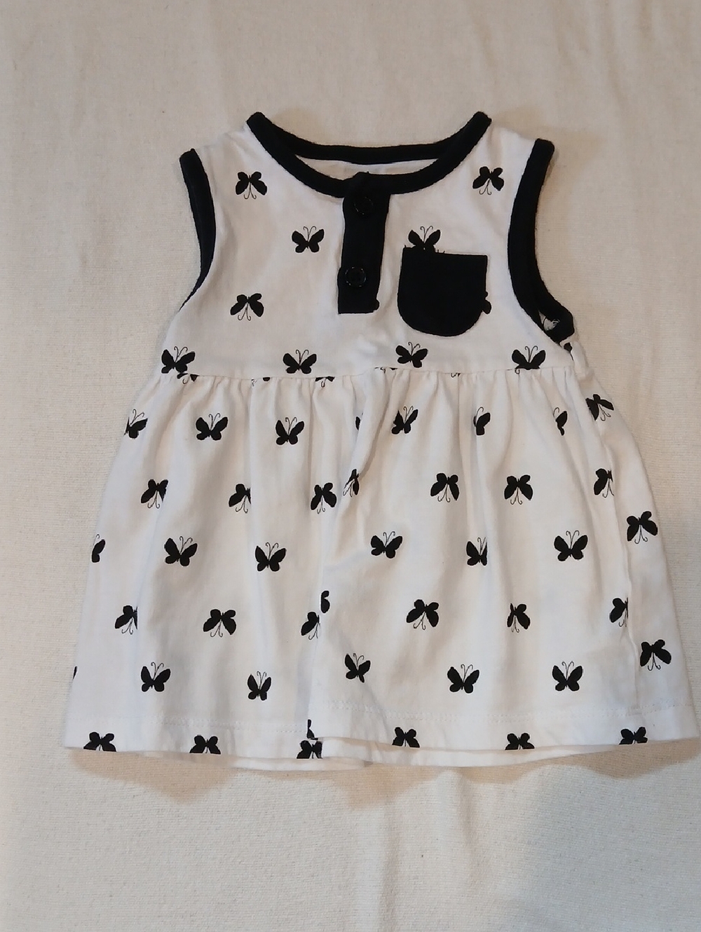Bon Bebe White and Black Butterfly Print Casual Dress